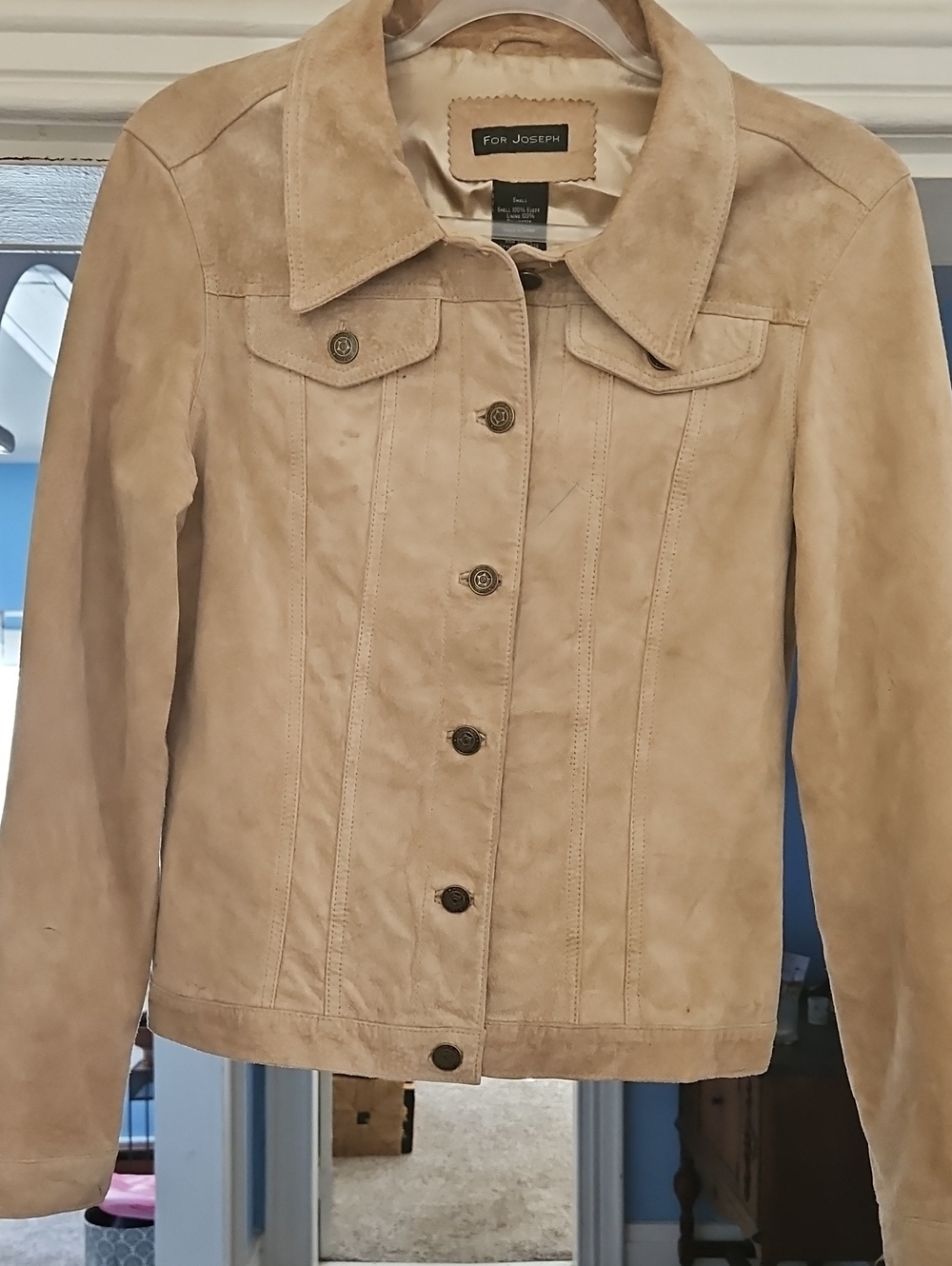 For Joseph Tan Suede Button-Front Jacket sz Small Vintage